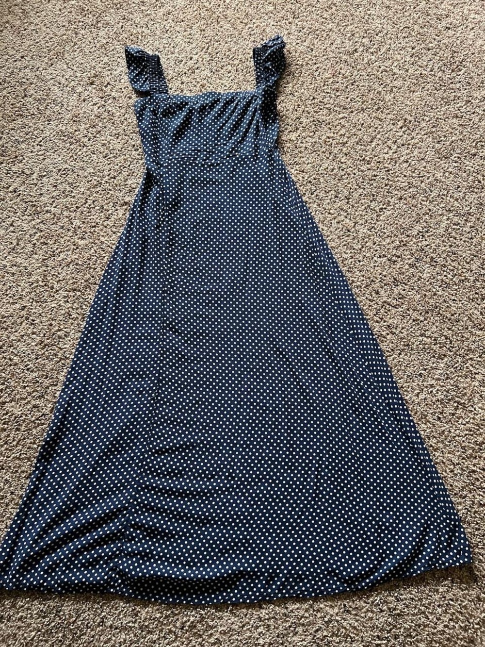 Lulu's Navy Blue Polka Dot Maxi Dress